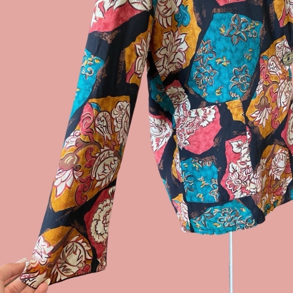 Vintage Floral Printed Lightweight Blazer By Box Office - Picture 4 of 9